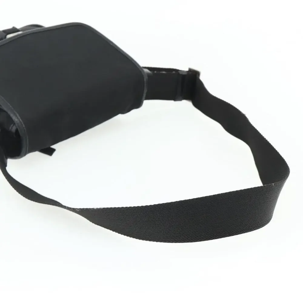 Prada Nylon Leather Shoulder Bag Black